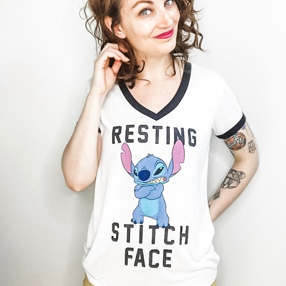 Disney Tops - Disney : Resting Stitch Face T-Shirt Medium NWT